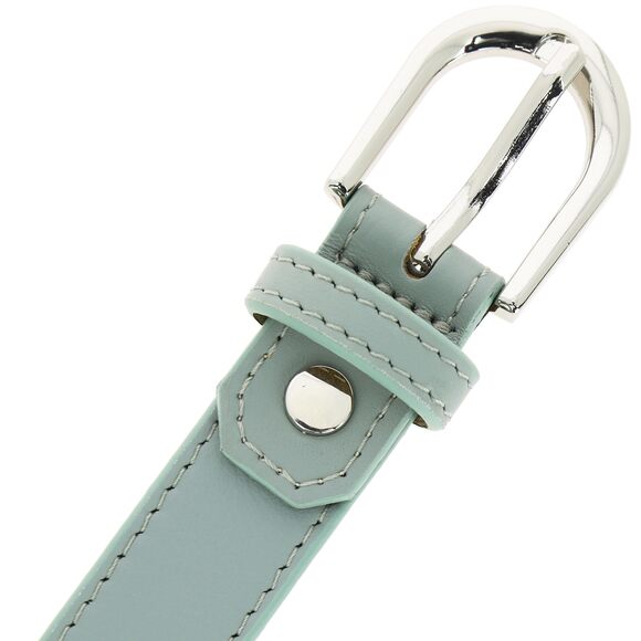4691- Women Genuine Italian Leather Belt Luna, Made In France- Gray Green,